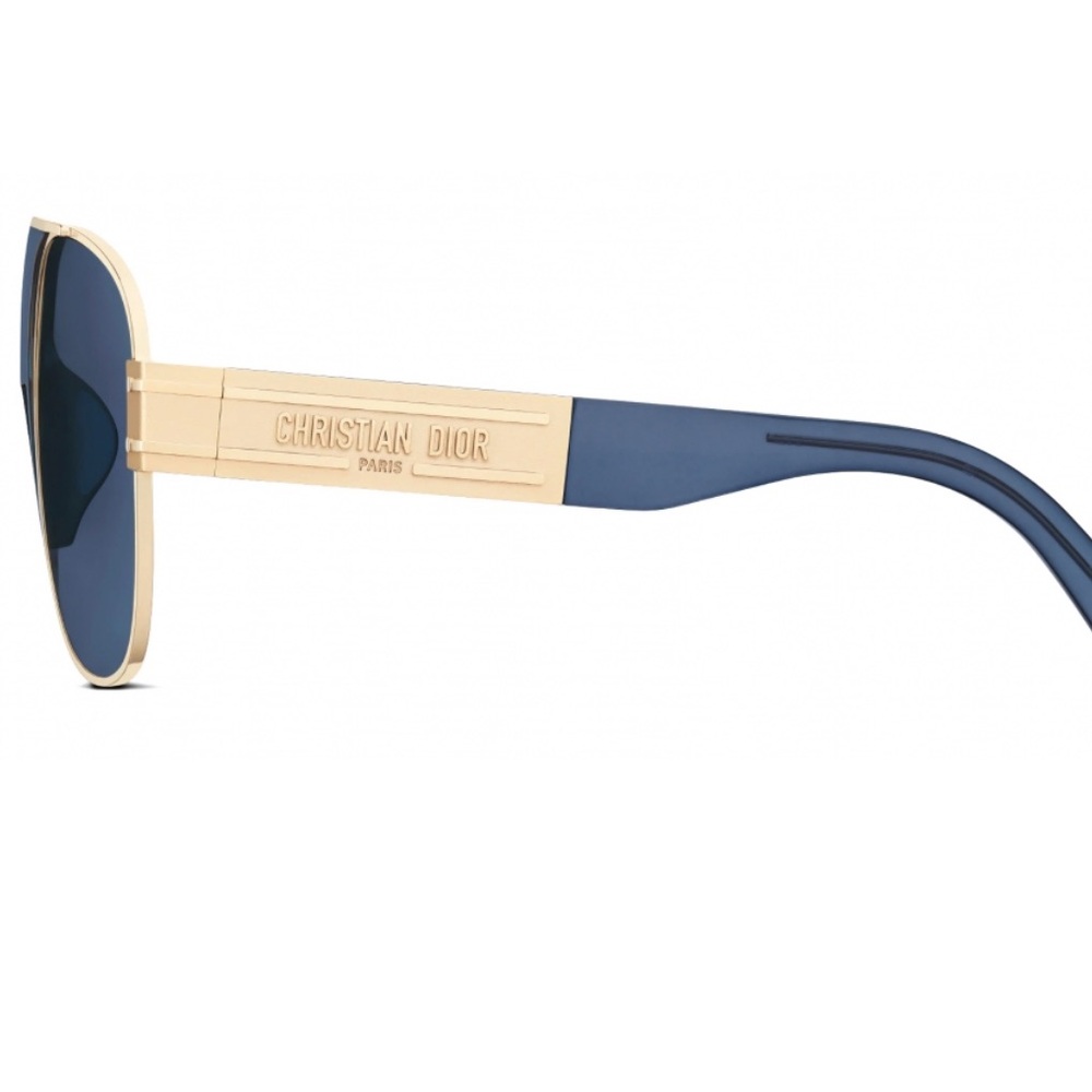 MSRP $610 Christian Dior Aviator Sunglasses Translucent Blue Gold Metal Frame - Picture 4 of 16